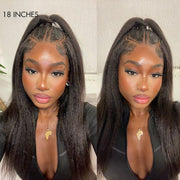 New Hidden Strap 360 Lace Frontal Wigs Kinky  Straight HD Lace Front Human Hair Wigs Pre Plucked Pre Bleached Natural Around Kinky Edges