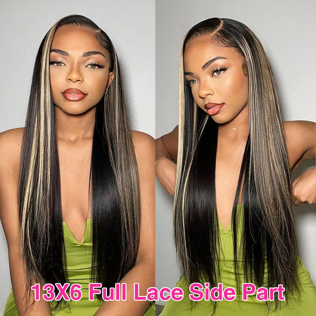 Pre-All Glueless Balayage Pre Bleached Wear Go 220% Density 8x5 HD Lace Highlights Body Wave Wig