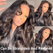 250% Curtain Bangs Loose Body Wave Lace Front Wigs Pre Bleached Bouncy And Full HD Lace Human Hair Wig