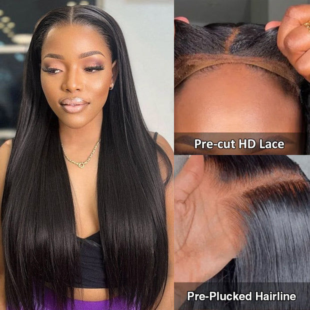 Cynosure Pre Everything New Yaki Straight Glueless Wig Pre Cut 13X6 HD Lace Human Hair Wigs