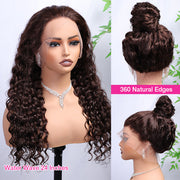 New Glueless Chocolate Brown 360 Lace Frontal Wigs With Hidden Strap Ready & Go Affordable Human Hair Wigs 220% Density