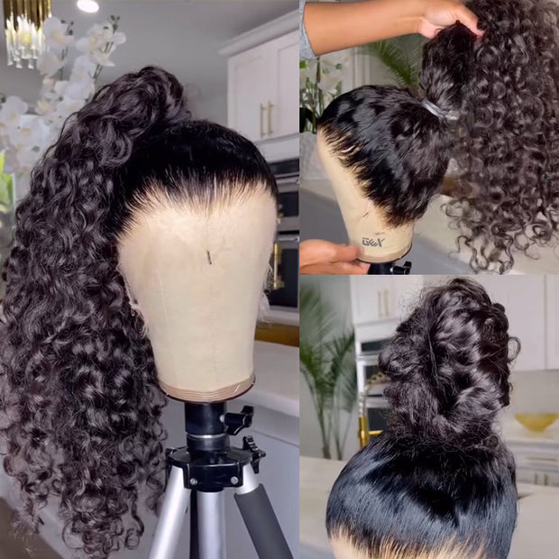 New Glueless 360 Around Lace Frontal Wigs With Adjustable Elastic String Ready & Go Curly Affordable Human Hair Wigs