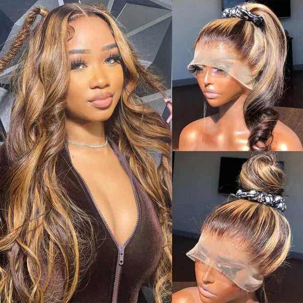 New 360 Lace Frontal Wigs With Hidden Strap #427 Highlight Snug Fit Affordable Body Wave Water Wave Deep Wave Human Hair Wig Special Sale