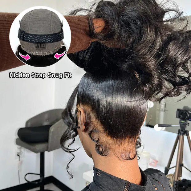 New Hidden Strap Glueless 360 Lace Wig Straight or Body Wave Human Hair Wig Snug Fit All Sizes Flash Sale