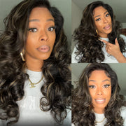 Pre-All Glueless Balayage Pre Bleached Wear Go 220% Density 8x5 HD Lace Highlights Body Wave Wig