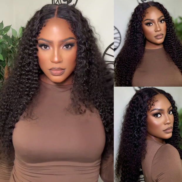 50% OFF| 16''-24'' 4C Edges Curly Remy Human Hair Wig And 13x4 Transparent Lace Front Wig With Natural Baby Hair