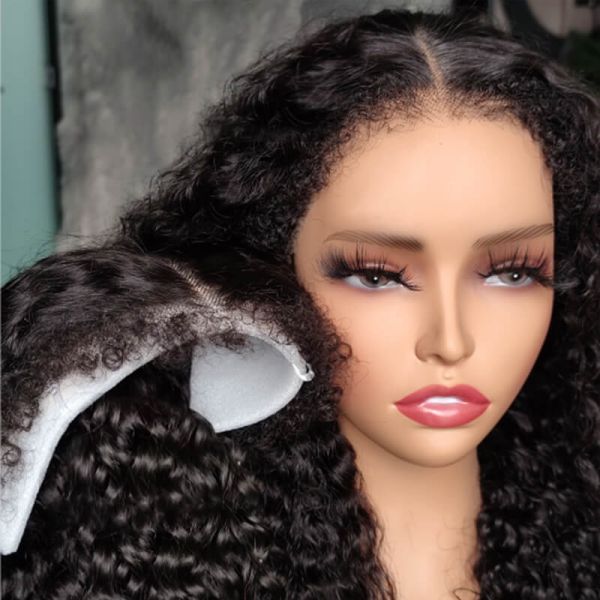 Type 4C Hairline Wig Deep Curly Hair Invisible HD Lace Front Human Hair Wigs With Curly Edges