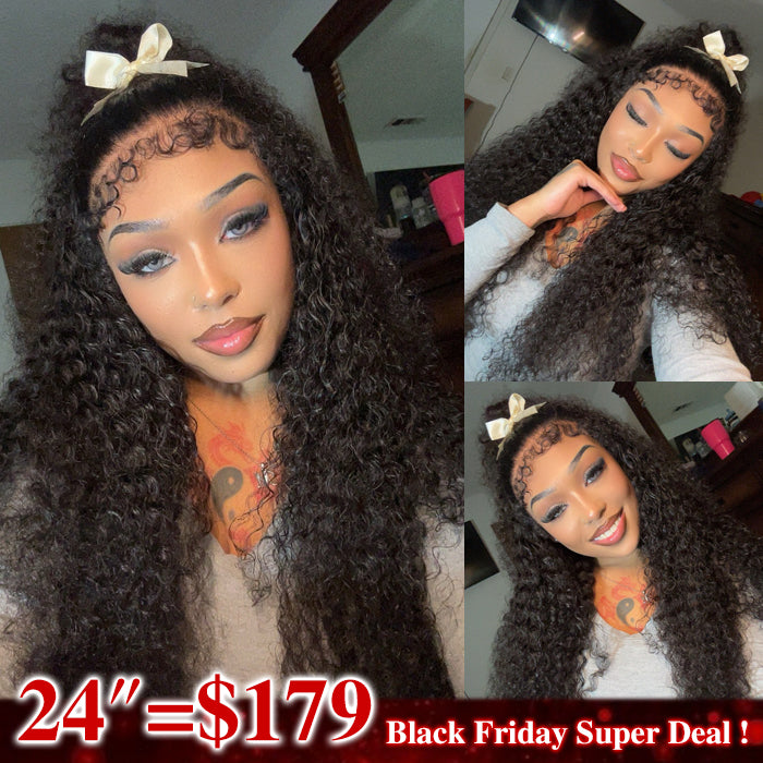 Type 4C Hairline Wig Deep Curly Hair Invisible HD Lace Front Human Hair Wigs With Curly Edges