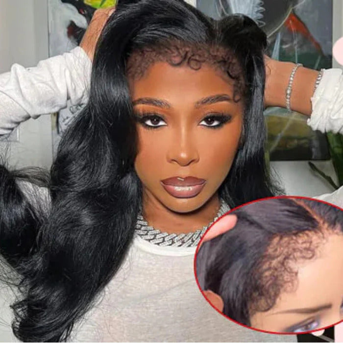 4C Edge Hairline丨Body Wave 13x4 HD Lace Front Wig with Curly Edges Baby Hair Wigs