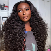 300% Luxury Density Deep Wave HD Lace Frontal Wig Pre Plucked Pre Bleached Human Hair Wigs For Black Women