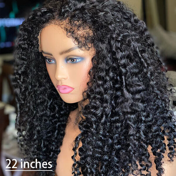 4C Curly Edges Lace Frontal Wig Invisible HD Lace Curly Human Hair Wig With Natural Baby Hairline