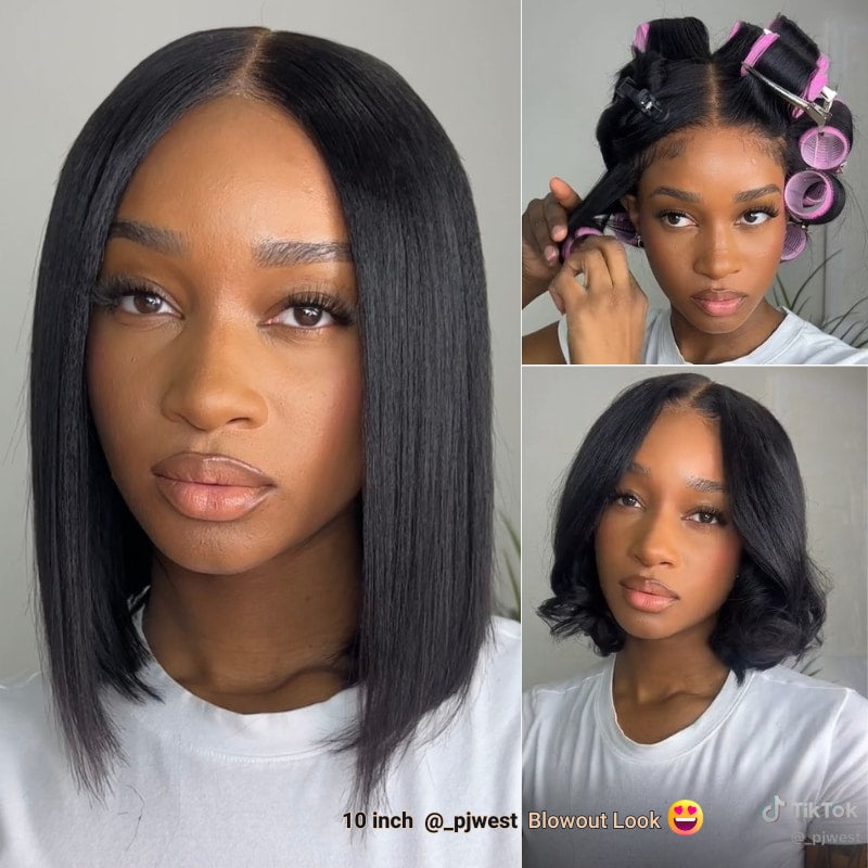 Flash Sale Put On & Go Glueless Wig Straight Or Yaki Pre Cut HD Lace Front Human Hair Wigs 180%|Black Friday Sale