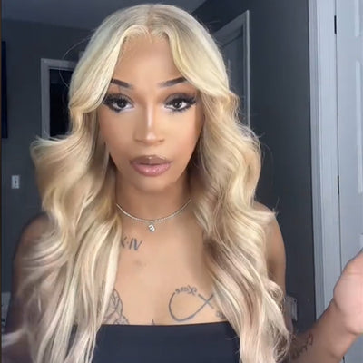 Cynosure Most Praised Glueless Ash Blonde Highlights Wig #18613 Human Hair Wigs With Dark Roots 14 Inch To 28 Inch