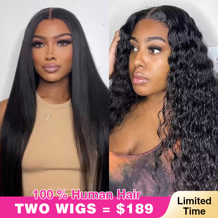 2 Wigs=$189|20 Inch 8X5 Pre Everything Silky Straight Wig+22 Inch 8X5 Pre Everything Water Wave