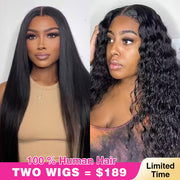 2 Wigs=$189|20 Inch 8X5 Pre Cut HD Lace Straight Wig+18 Inch 8X5 Pre Cut HD Lace Water Wave