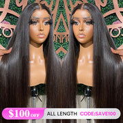 $100 OFF|Straight 5X5 13x4 HD lace Frontal Wig Pre Plucked Pre Bleached Silky Straight Human Hair Wig