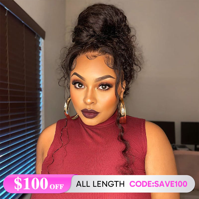 $100 OFF|Pre Cut 360 Lace Frontal Wigs With Hidden Strap Affordable Human Hair Wigs For Black Women On Sale