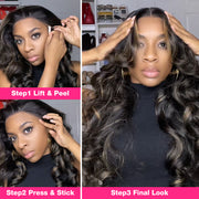 Pre All Everything | Highlights 3D Body Wave Tiny Knots Pre Bleached Wear Go Upgraded 13X6 HD Lace Glueless Wig Special Sale