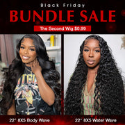 Two Wigs=$269.99| 22‘’ 8X5 Pre Cut Lace Water Wave Wig With+22‘’ 8X5 Pre Cut Lace Body Wave Wig