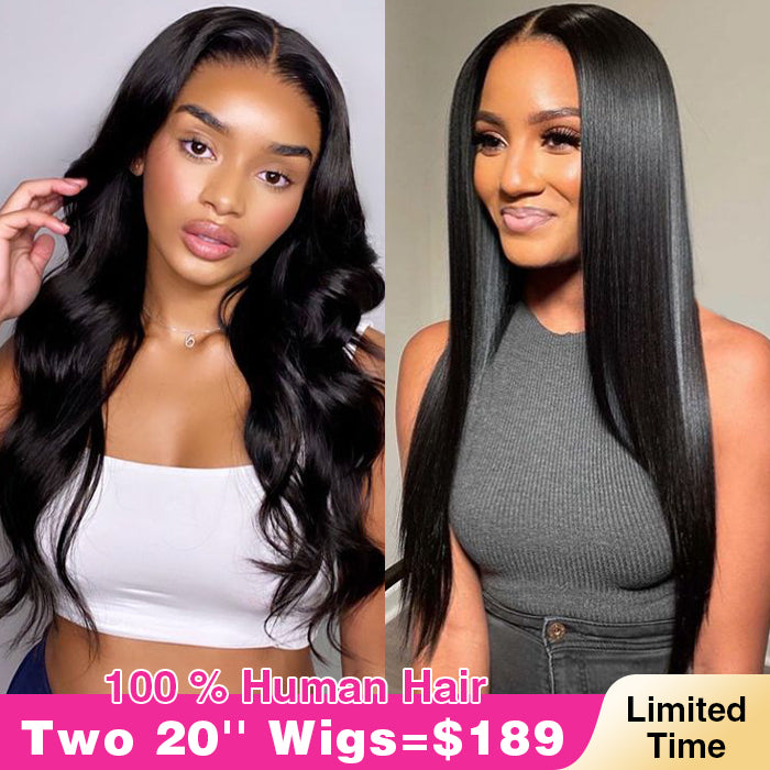 Two 220% Long Wigs |Body Wave 8x5 Pre Cut Lace Wig +Straight 8x5 Pre Cut Lace Wig