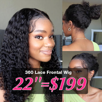 220% Density Glueless 360 Lace Frontal Wigs With Hidden Elastic String Ready & Go Curly Affordable Snug Fit Human Hair Wigs