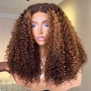 Curly Hair Wig 4/27 Highlight Colored Human Hair Wigs Pre Plucked 13x4 HD Transparent Lace Wigs