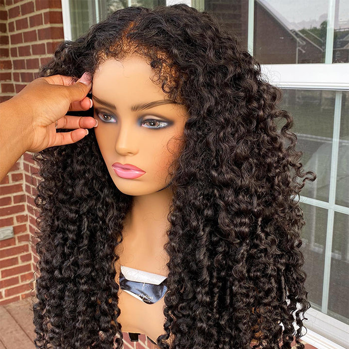 4C Curly Edges Lace Frontal Wig Invisible HD Lace Curly Human Hair Wig With Natural Baby Hairline