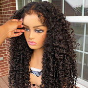 4C Curly Edges Lace Frontal Wig Invisible HD Lace Curly Human Hair Wig With Natural Baby Hairline