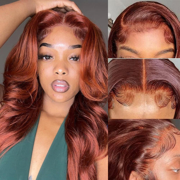 Pre-All Everything Lace Wig 13X6 Full Lace Reddish Brown Loose Body Wave Hair Pre Cut Pre Bleached Glueless Wig Special Sale