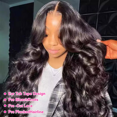 Pre-All 3D Bouncy Body Wave Glueless Wigs 13x6 Invisible HD Lace Front Human Hair Wigs Pre Cut Pre Bleached Pre Plucked