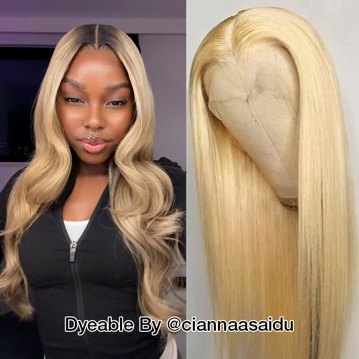 613 Blonde Straight Human Hair Lace Front Wigs For Women 13X4 HD Transparent Lace Wig With Baby Hair