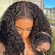 4C Curly Edges Lace Frontal Wig Invisible HD Lace Curly Human Hair Wig With Natural Baby Hairline