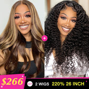 Two 220% Long Wigs |8X5 Pre Cut Lace #427 Body Wave Wig+8X5 Pre Cut Lace Curly Wig