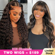 Two 220% Long Wigs|8X5 Pre Cut Lace Water Wave+8X5 Pre Cut Lace Highlight Body Wave With Bangs