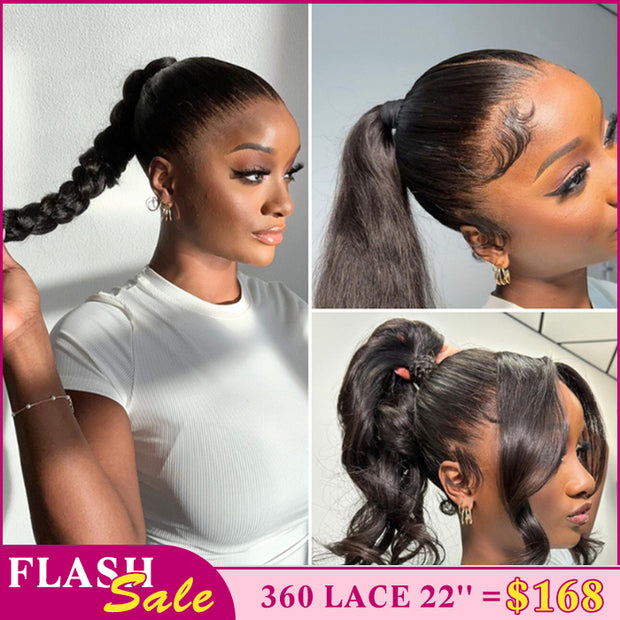 New Hidden Strap Glueless 360 Lace Wig Straight or Body Wave Human Hair Wig Snug Fit All Sizes Flash Sale