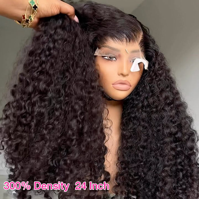 300% Density Bomb Curly HD Lace Front Wigs Pre bleached Glueless Ready To Go Human Hair Wigs