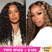 2 Wigs=$189|20 Inch 8X5 Pre Everything Curly Wig+22 Inch 8X5 Pre Cut Lace Highlight Deep Wave Wig