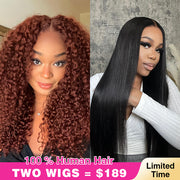 2 Wigs=$189|20 Inch 8X5 Pre Cut Lace #33 Curly Wg & 20 Inch 8X5 Pre Cut Lace Straight Wig