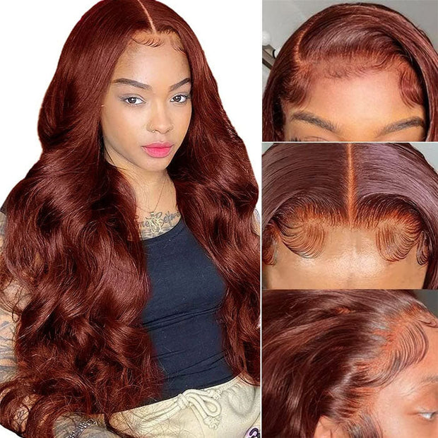 Wear Go Glueless Wigs 8*5 Pre Cut HD Lace Wig Reddish Brown Body Wave Wig Pre-Bleached