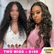 2 Wigs=$189|20 Inch 8X5 Pre Cut Lace Water Wave+20 Inch 8X5 Pre Cut Lace Highlight Body Wave