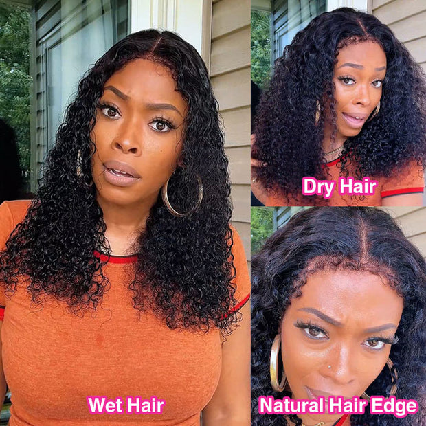 Type 4C Hairline Wig Deep Curly Hair Invisible HD Lace Front Human Hair Wigs With Curly Edges