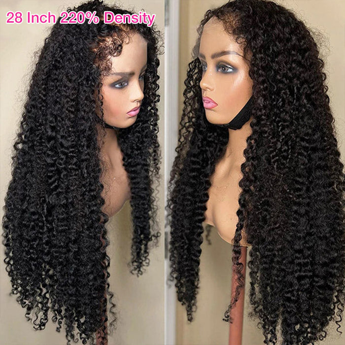 Type 4C Edges Hairline Wig Deep Curly Hair Invisible HD Lace Front Human Hair Wigs With Curly Edges