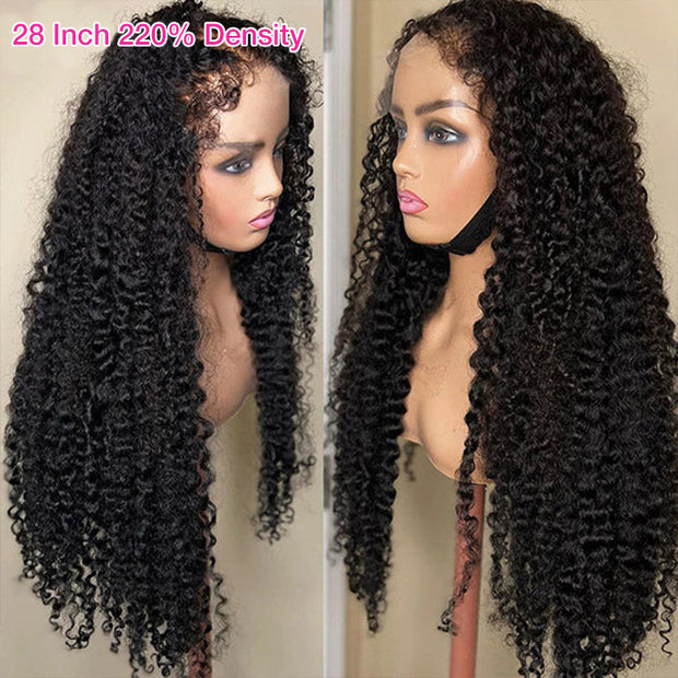 Type 4C Hairline Wig Deep Curly Hair Invisible HD Lace Front Human Hair Wigs With Curly Edges