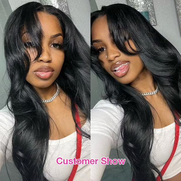 Curtain Bangs 13x4 HD Lace Wig Butterfly Cut Straight Human Hair Wigs with Adjustable Strap