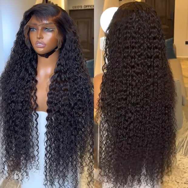 300% Luxury Density Deep Wave HD Lace Frontal Wig Pre Plucked Pre Bleached Human Hair Wigs For Black Women