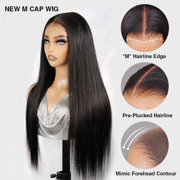 Glueless 13X6 Pre-All Glueless Wig Put On & Go Straight Human Hair Wig Pre-Bleached Tiny Knots Pre-Plucked Natural Hairline