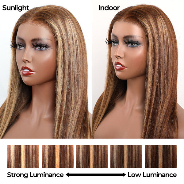 #4/27 Honey Blonde Highlight Glueless Pre-Cut 13X4 HD Lace Frontal Wig Ready & Go Body Wave Or Straight Wigs