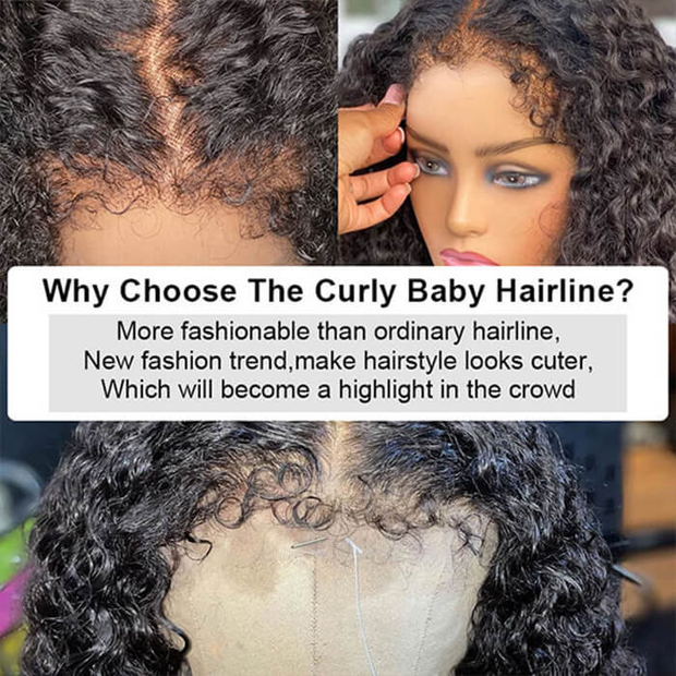 4C Curly Edges Lace Frontal Wig Invisible HD Lace Curly Human Hair Wig With Natural Baby Hairline