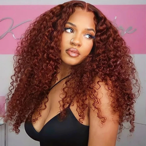 Wear Go Glueless Wigs 8*5 Pre Cut HD Lace Wig Reddish Brown Body Wave Wig Pre-Bleached