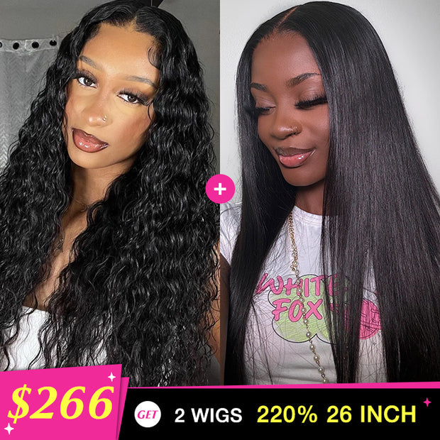 Two 220% Long Wigs |8X5 Pre Everything Silky Straight Wig+8X5 Pre Everything Water Wave